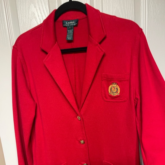 Raphael Lauren Blazer sweater great condition color red size L - Picture 1 of 9